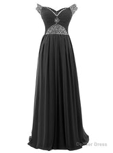 A-Line Off The Shoulder Chiffon Beading Pleats Bridesmaid Dress